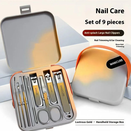 Anti-Splash Nail Clipper Set - High-End Portable Manicure Tools with Nail Clippers, Files, and Cuticle Pusher for Home, Travel, and Daily Grooming