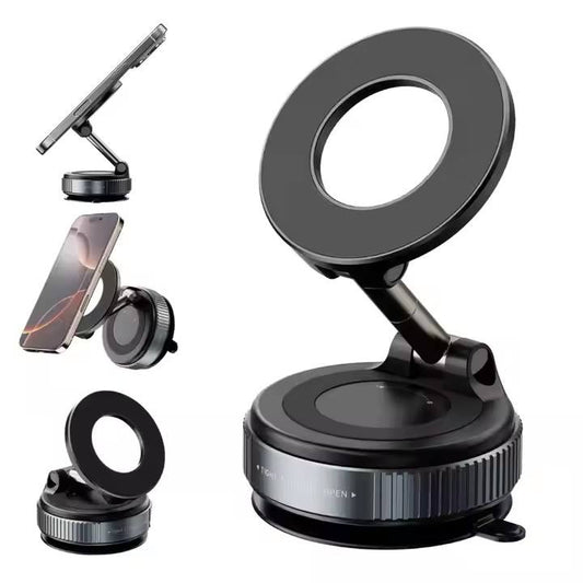 Double-sided magnetic vacuum cell phone holder