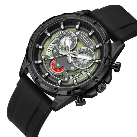 MEGIR Multi-Function Silicone Quartz Watch – Waterproof, Luminous, Date & Chronograph | New Men’s Style
