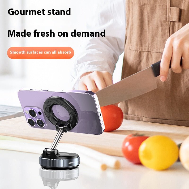 Double-sided magnetic vacuum cell phone holder