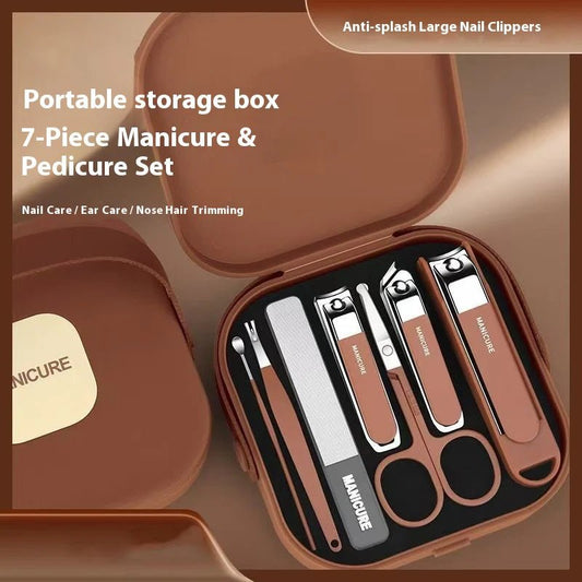 Premium Splash-Proof Nail Clipper Set – Portable Full Manicure Kit with Anti-Splash Guard & Stainless Steel Tools