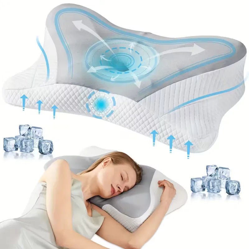 Ergonomic Contour Neck Pillow with Memory Foam - Orthopedic Support for Side, Back, and Stomach Sleepers with Cooling Cover