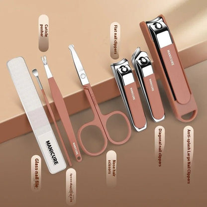 Premium Splash-Proof Nail Clipper Set – Portable Full Manicure Kit with Anti-Splash Guard & Stainless Steel Tools