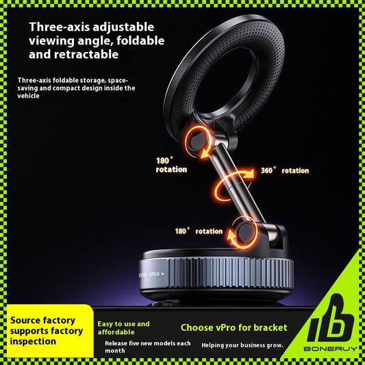 Double-sided magnetic vacuum cell phone holder