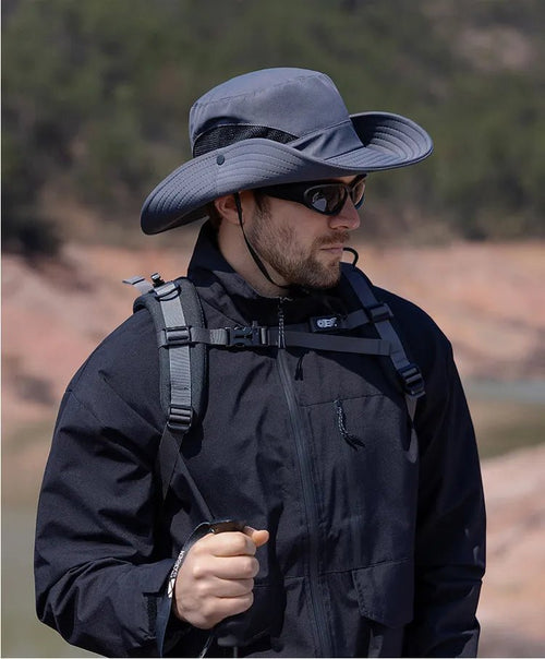 Men's Breathable Wide Brim Sun Hat - UV Protection Bucket Hat for Fishing & Hiking