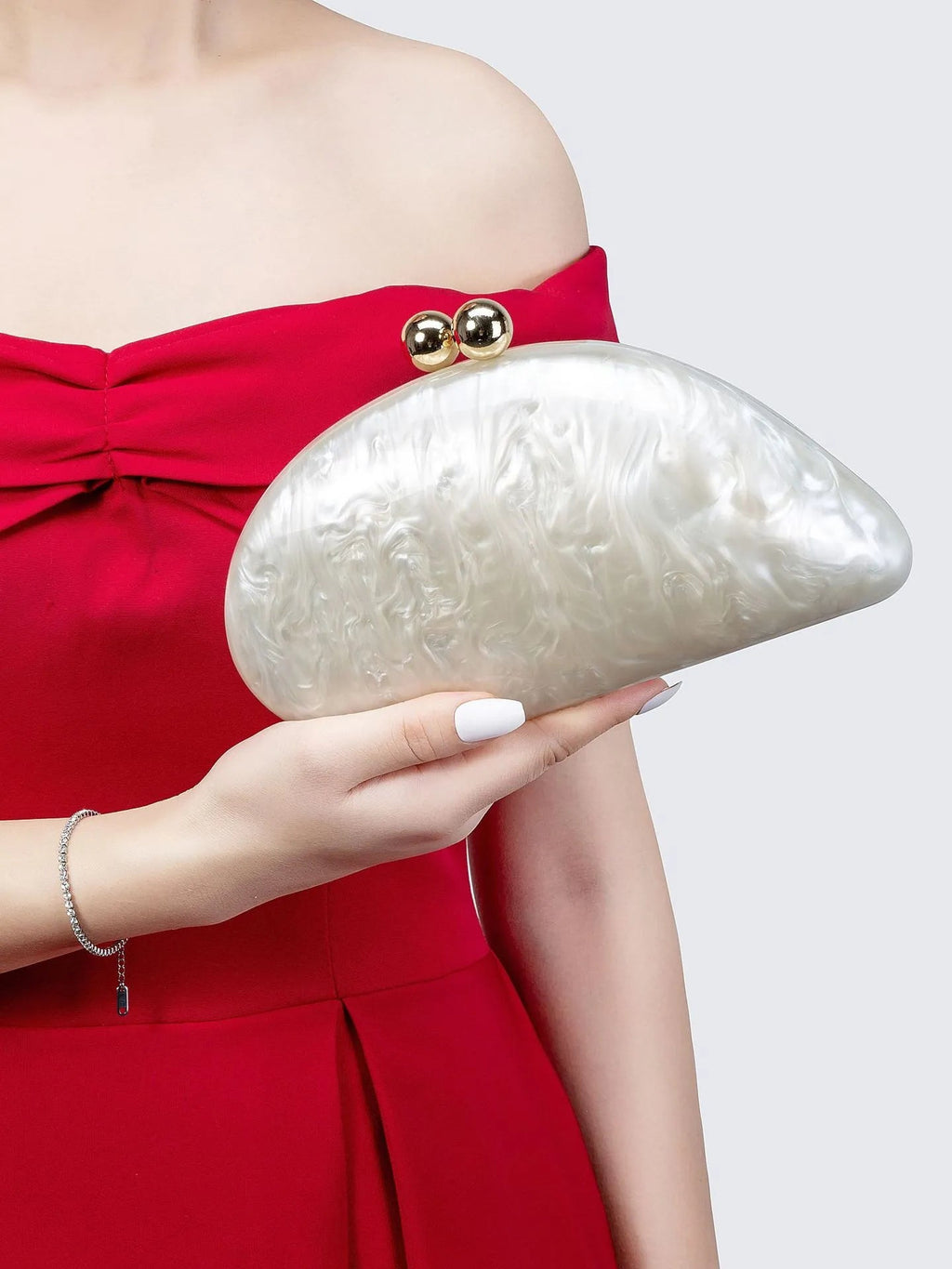 Women's Acrylic Clutch Bag - Chain Strap Evening Purse for Weddings & Parties
